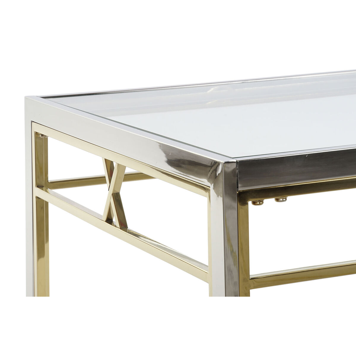 Auxiliary table DKD Home Decor Glass Steel Silver (110 x 60 x 40 cm)-4