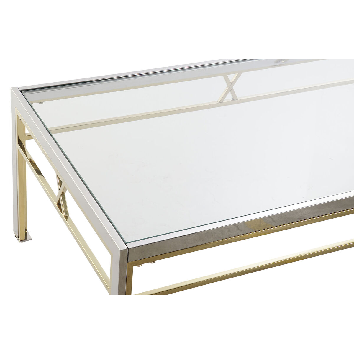 Auxiliary table DKD Home Decor Glass Steel Silver (110 x 60 x 40 cm)-5