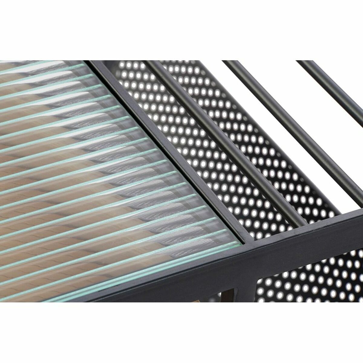 Кофейный столик DKD Home Decor Чёрный Разноцветный Натуральный Деревянный Металл Бамбук Стеклянный 110 x 60 x 45 cm-3