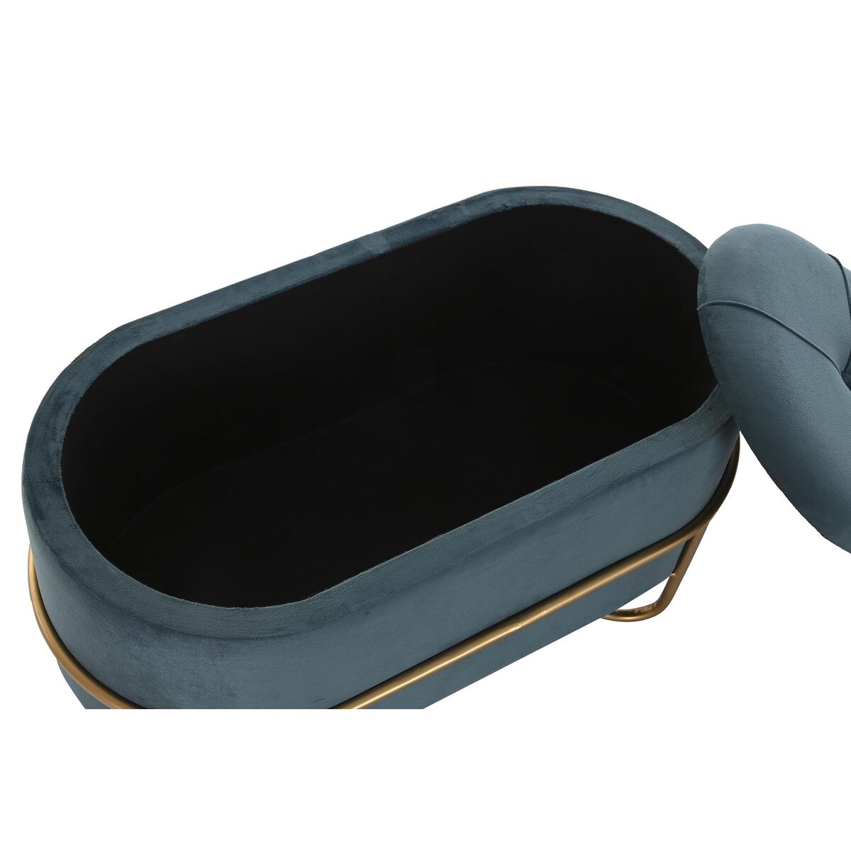 Банкетка DKD Home Decor Поролон Синий Позолоченный Металл полиэстер Велюр Деревянный MDF (72 x 39 x 38 cm)-3