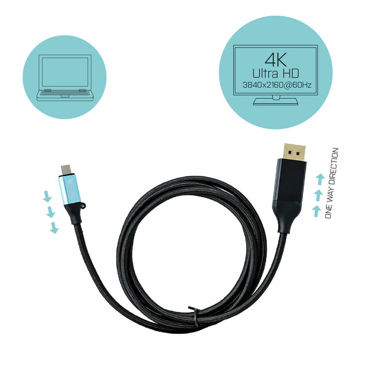 محول USB C - DisplayPort i-Tec C31CBLDP60HZ2M 4K Ultra HD Black-2