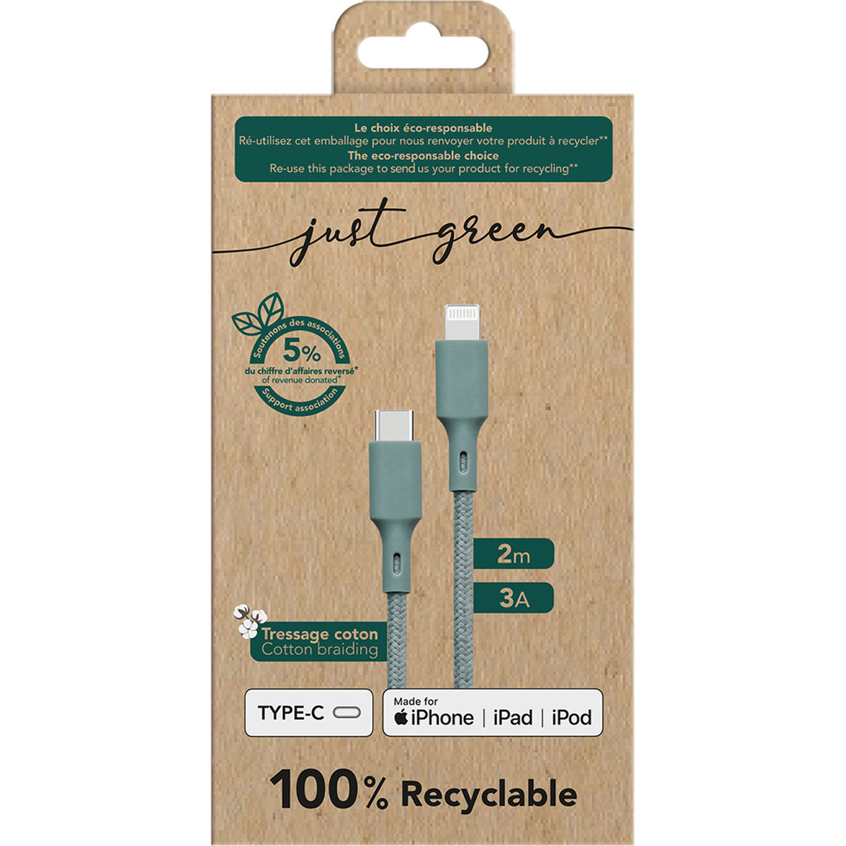 USB cable BigBen Connected JGCBLCOTMFIC2MNG Green 2 m (1 pieces)-2