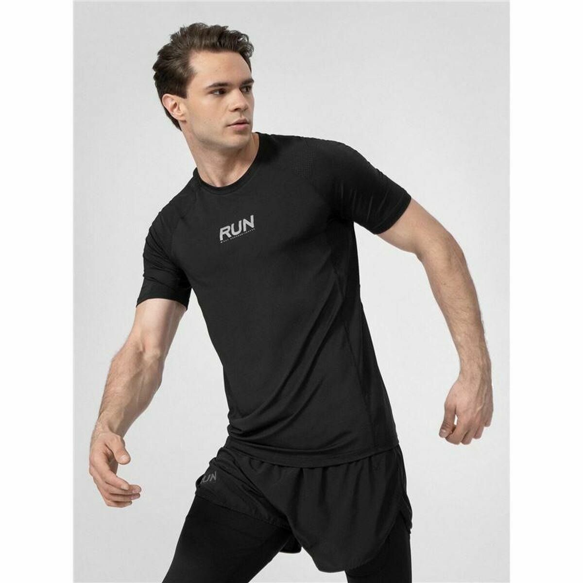 Men's Short Sleeve T-Shirt 4F Run Black-4