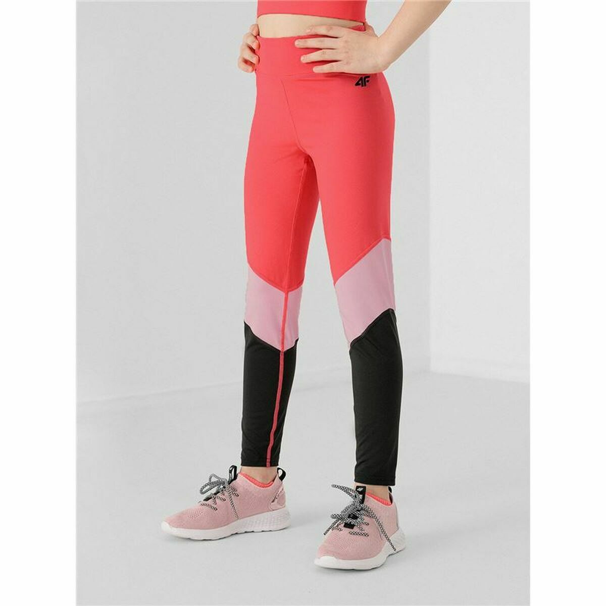 Sports tights for kids 4F JSPDF003 Neon Pink-2