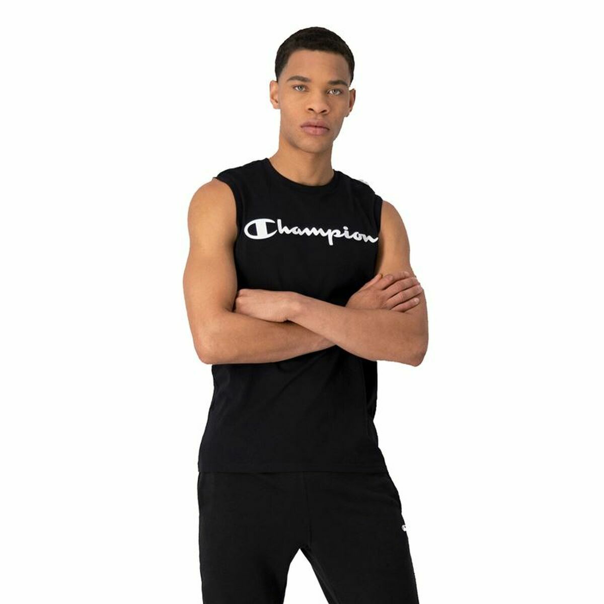 Мужская футболка без рукавов Champion Crewneck Чёрный-2