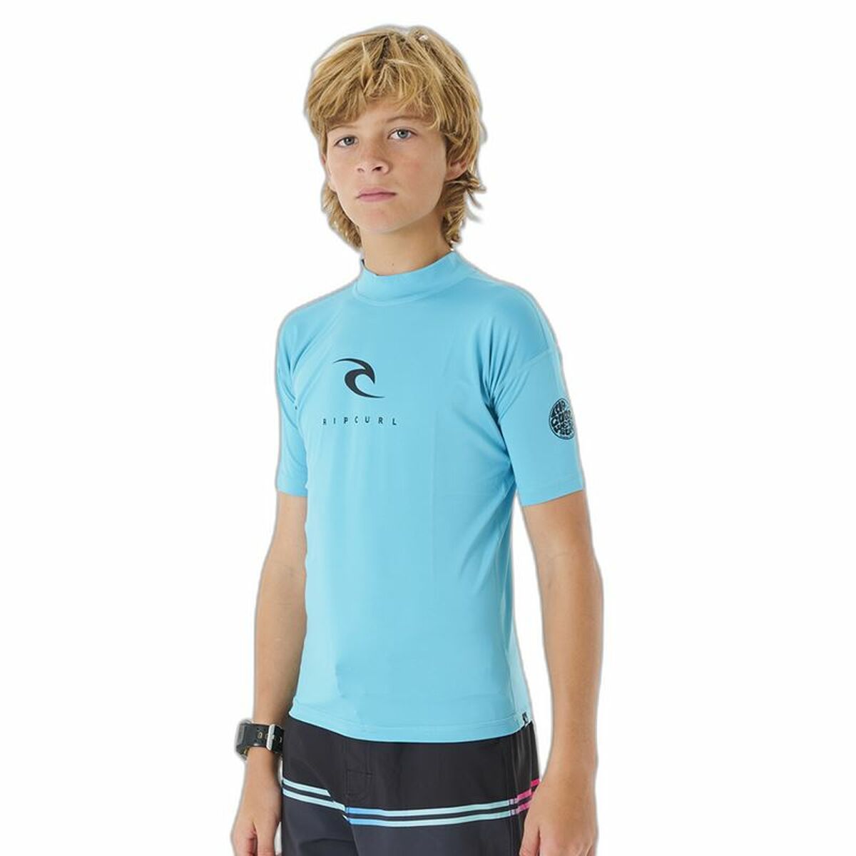 Rip Curl Corps L/S Rash Vest Baby Short Sleeve T-Shirt Blue Lycra Surf-3