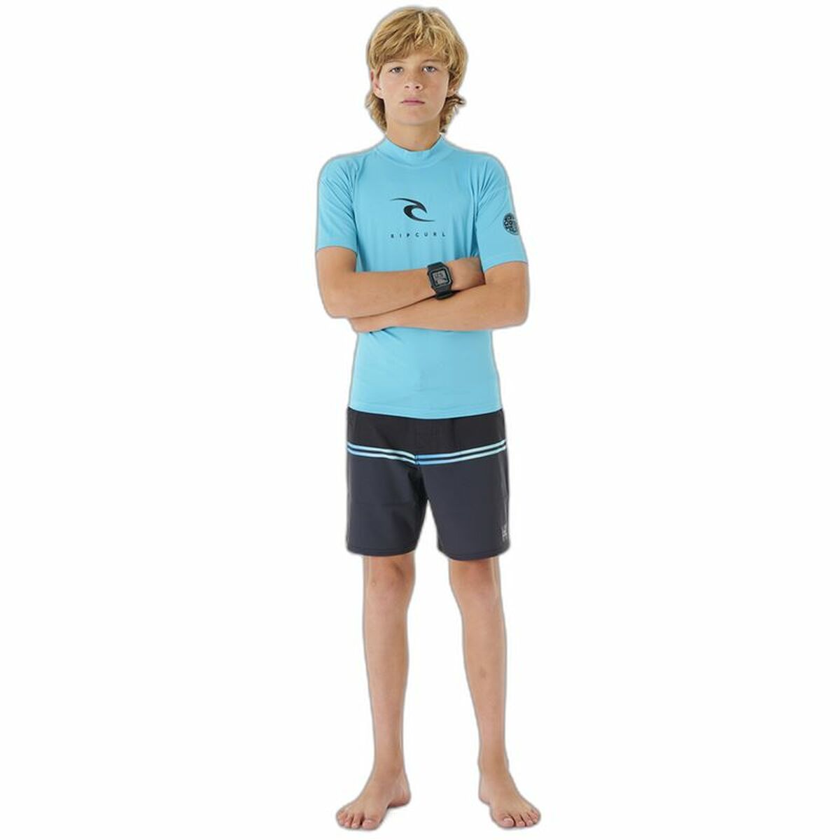 Rip Curl Corps L/S Rash Vest Baby Short Sleeve T-Shirt Blue Lycra Surf-4