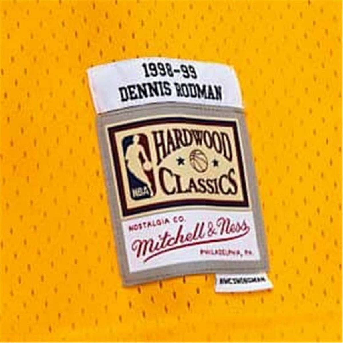 Μίτσελ & Νες Λος Άντζελες Λέικερς Μπάσκετ Τζέρσεϊ 1998-99 Nº73 Ντένις Ρόντμαν Κίτρινο-5