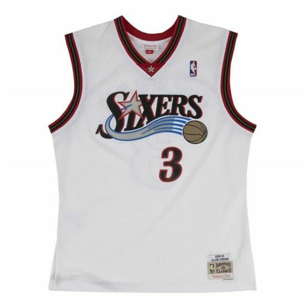 2005-06 Mitchell & Ness Philadelphia 76ers μπάσκετ φανέλα Nº3 Allen Iverson White-2