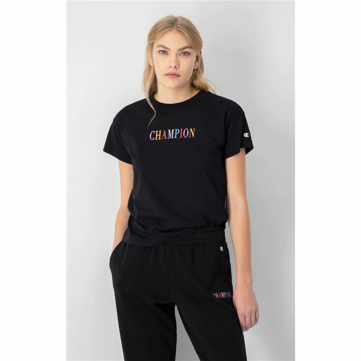 短袖女子Champion Crewneck Croptop Black-5