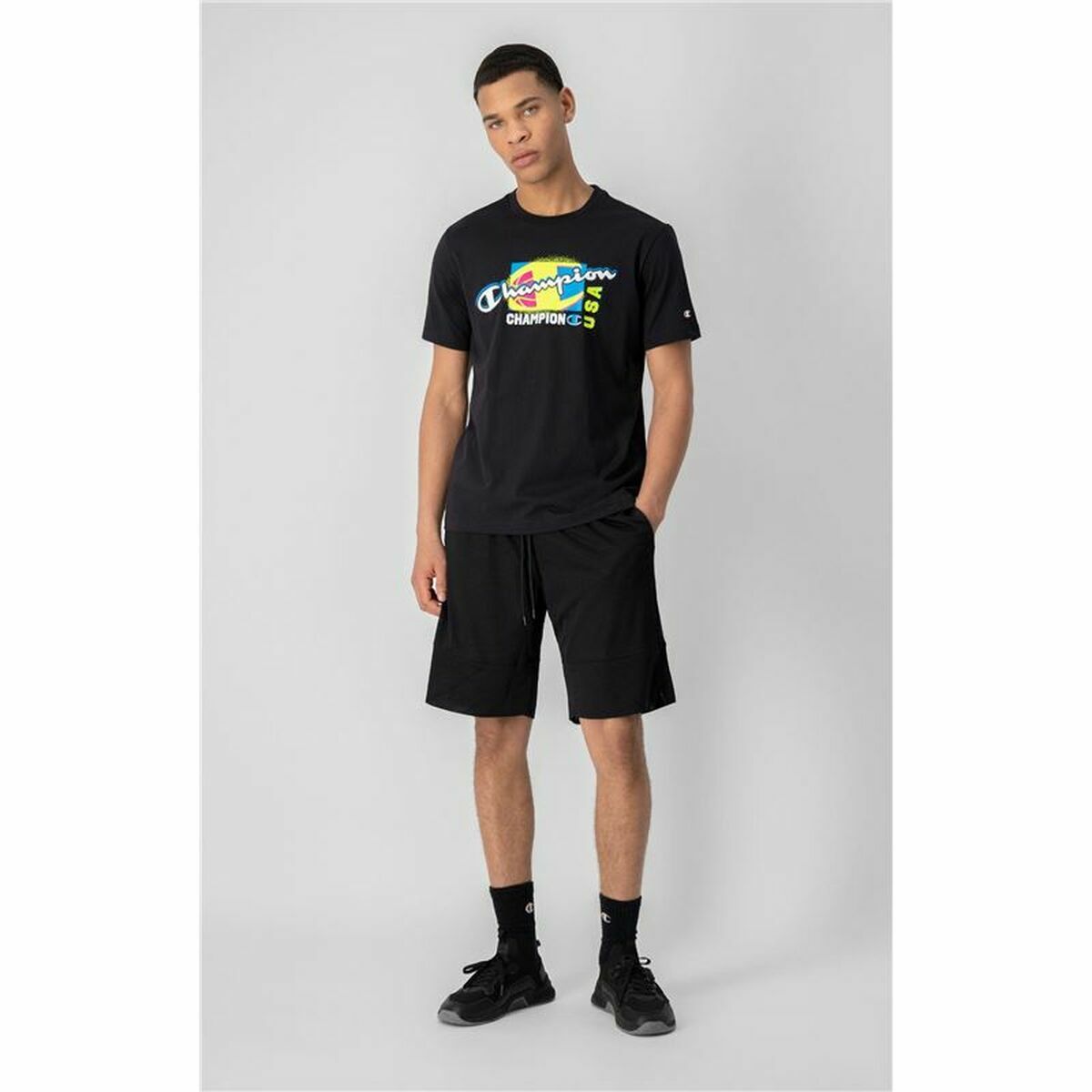 Men's Champion Crewneck Short Sleeve T-Shirt Black-2