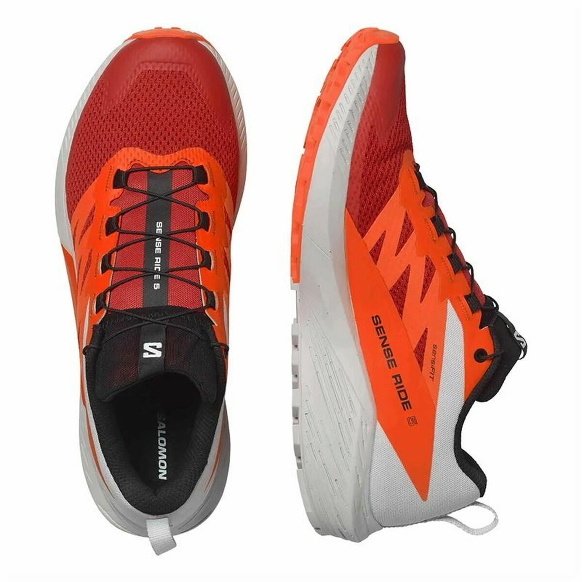 Salomon Sense Ride 5 White Red Mountain Adult Running Shoes-4