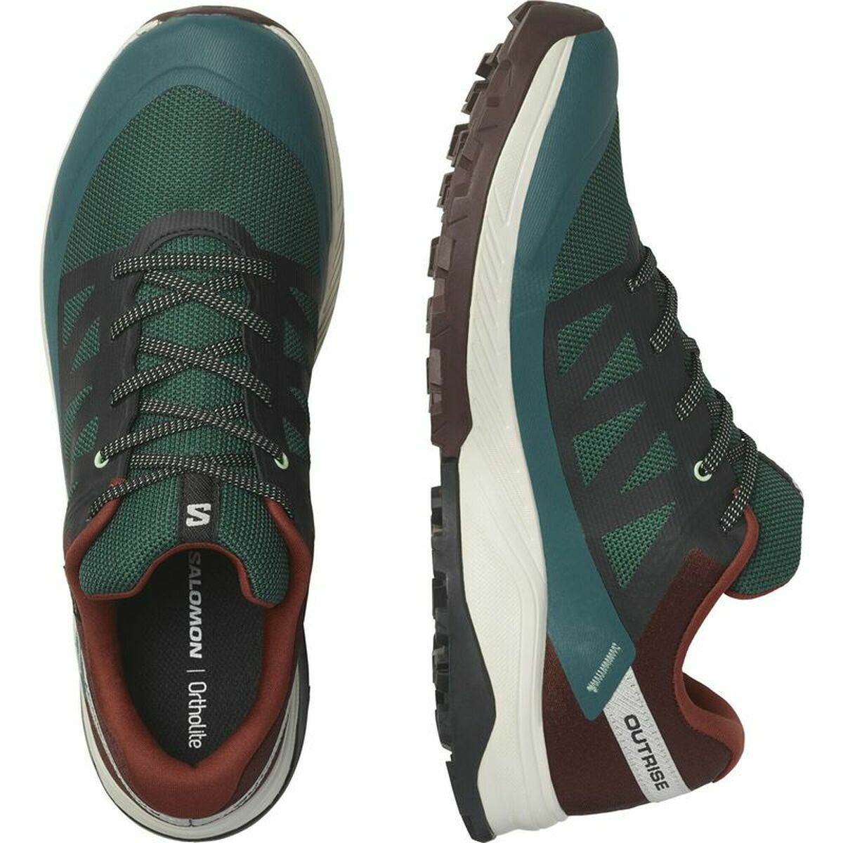 Adult Running Sneakers Salomon Outrise Burgundy Dark Green GORE-TEX Mountain-4