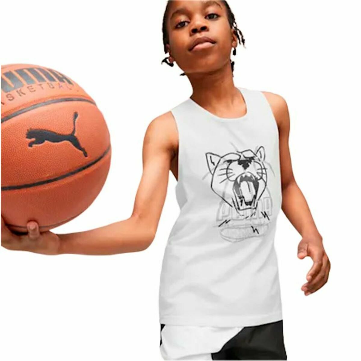 Camiseta de baloncesto Puma Tank B Blanca-3