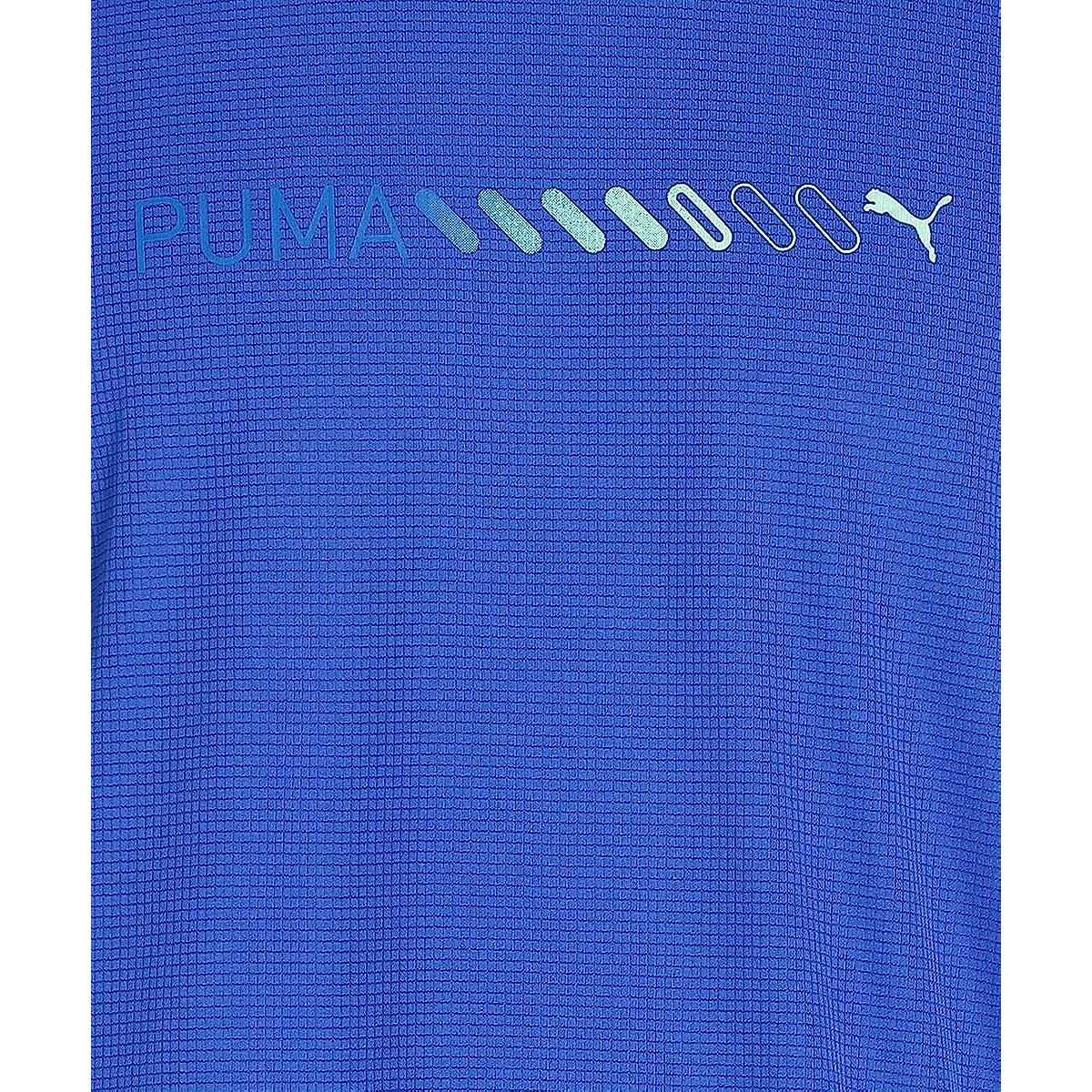 Men's Short Sleeve T-Shirt Puma Run Favorite Logo Blue-5
