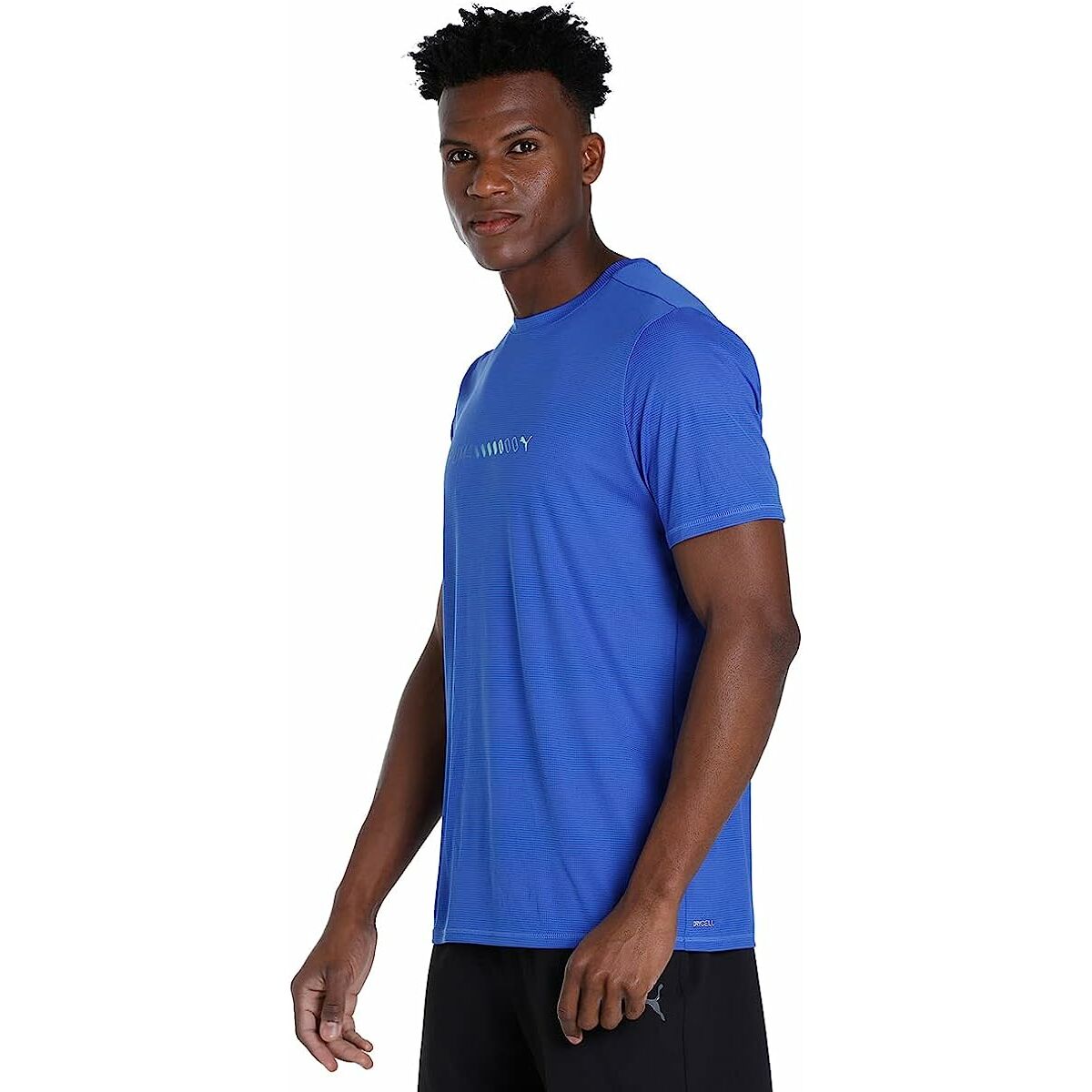 Men's Short Sleeve T-Shirt Puma Run Favorite Logo Blue-8