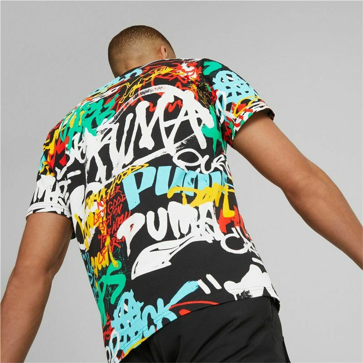 Футболка с коротким рукавом мужская Puma Graffiti Чёрный-4