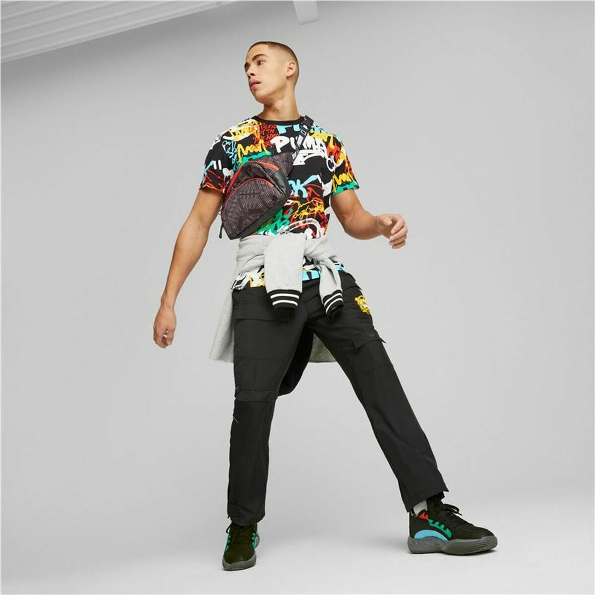 Футболка с коротким рукавом мужская Puma Graffiti Чёрный-5