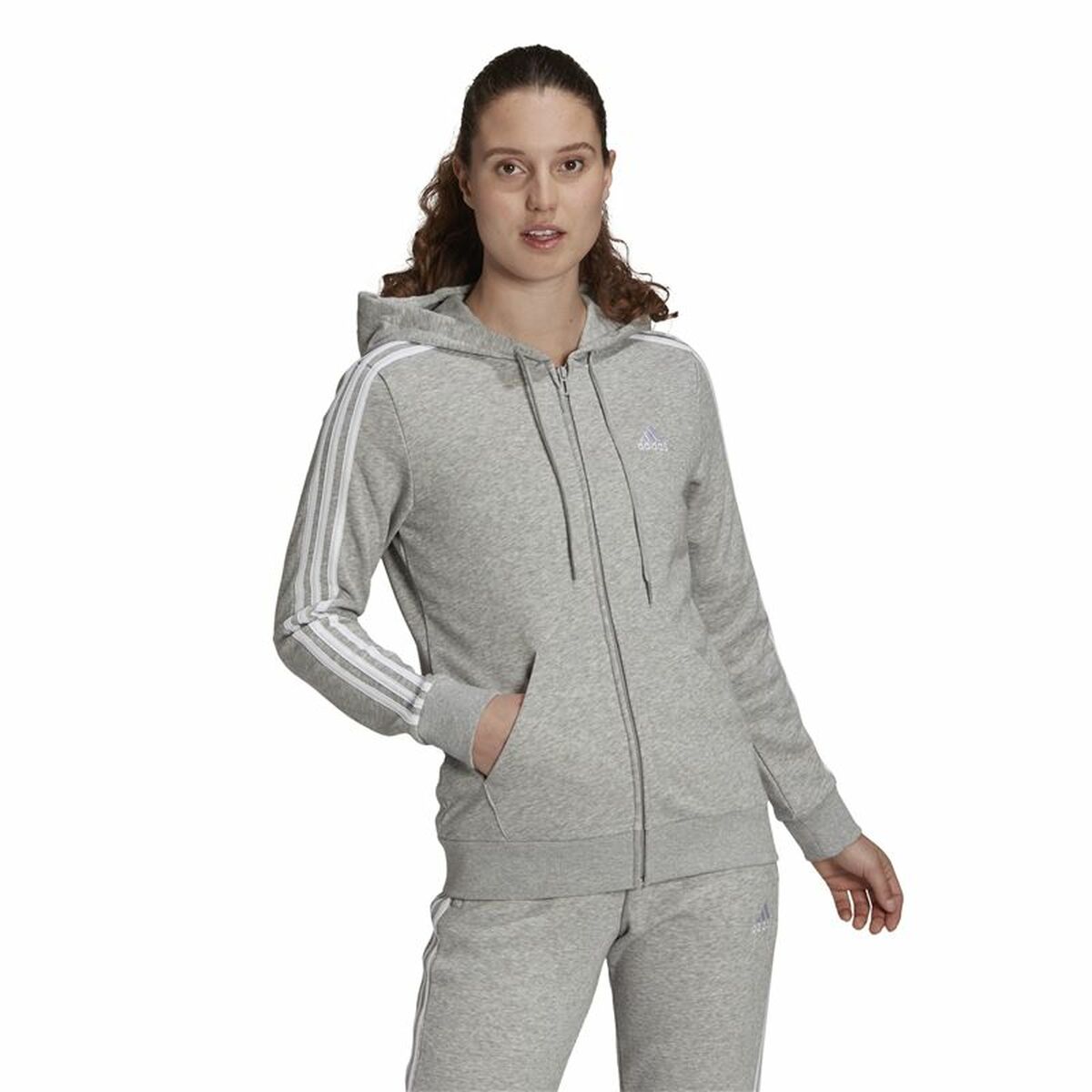 Women's Adidas Essentials French Terry Grey Hoodie-2