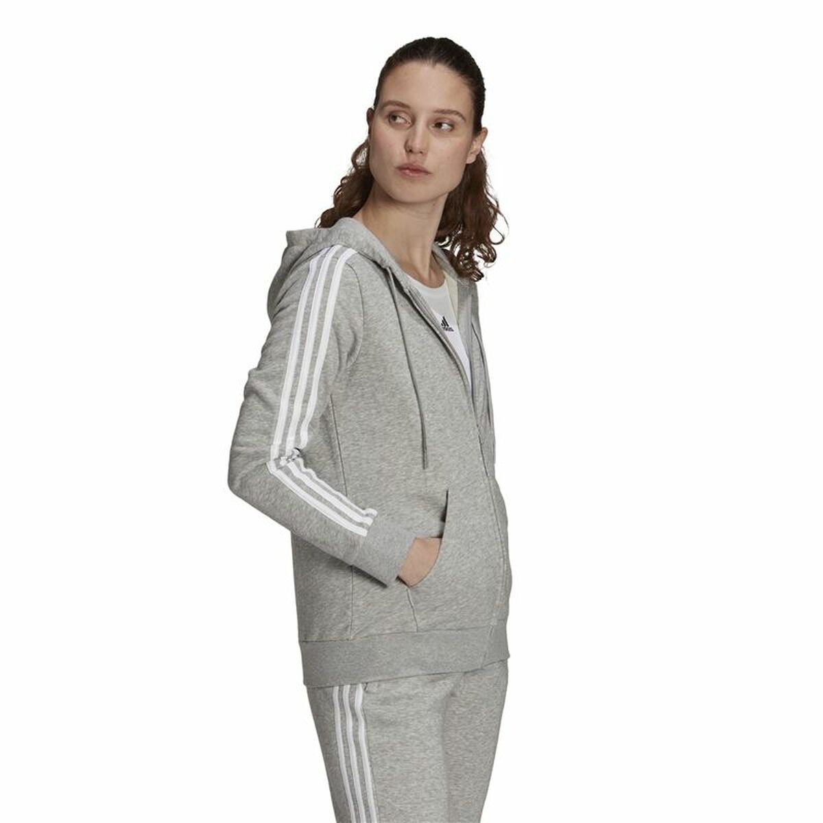 Women's Adidas Essentials French Terry Grey Hoodie-4