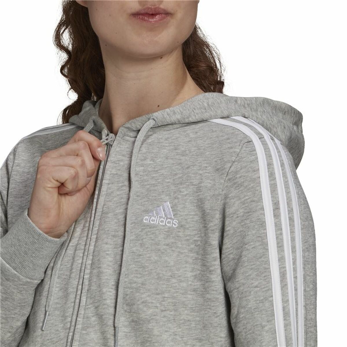 Women's Adidas Essentials French Terry Grey Hoodie-5