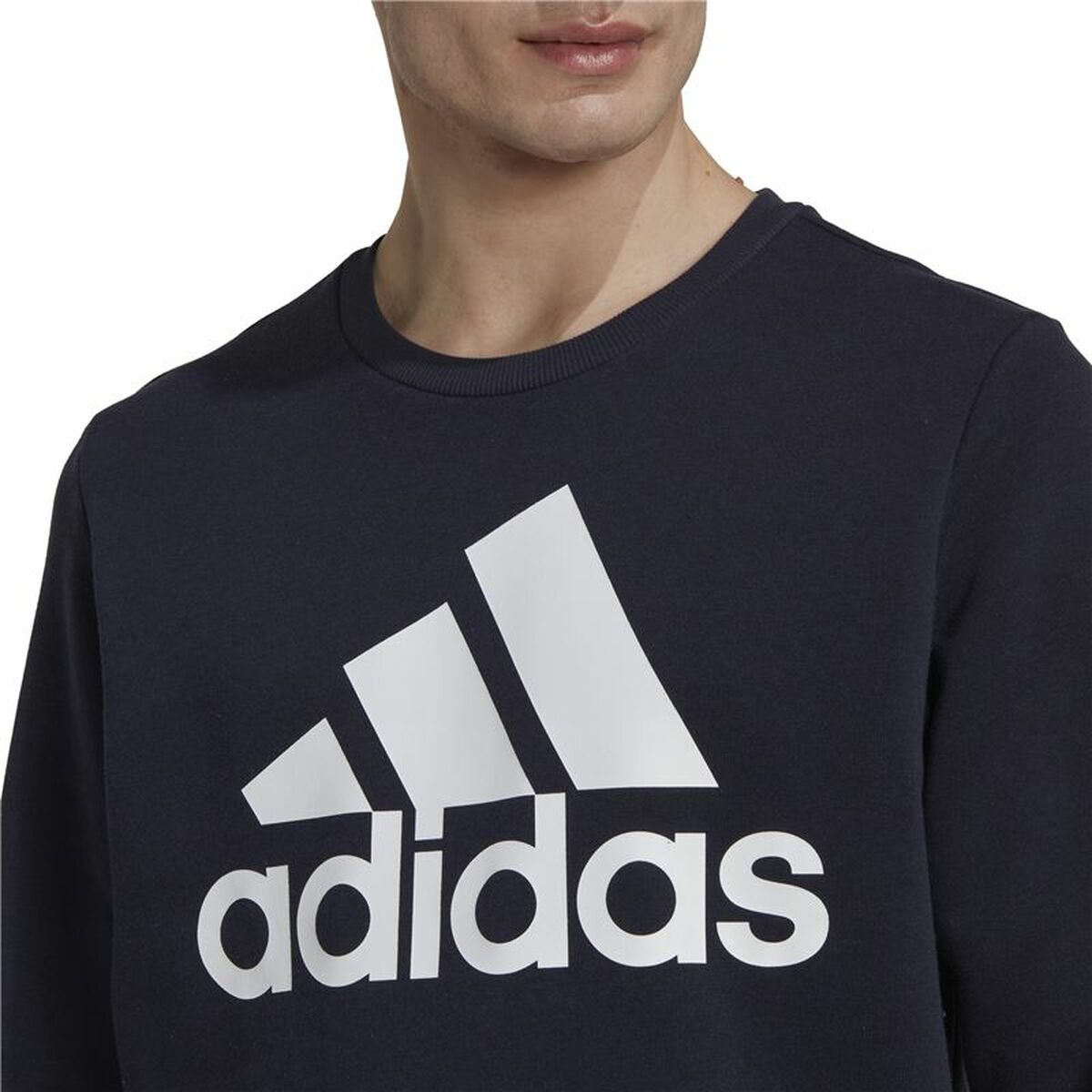 Men's Adidas Essentials Big Logo Hooded Sweatshirt Dark Blue Dark Blue-3