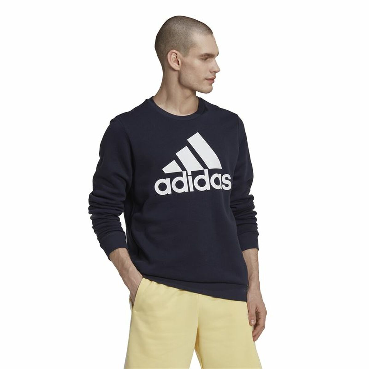 Men's Adidas Essentials Big Logo Hooded Sweatshirt Dark Blue Dark Blue-4