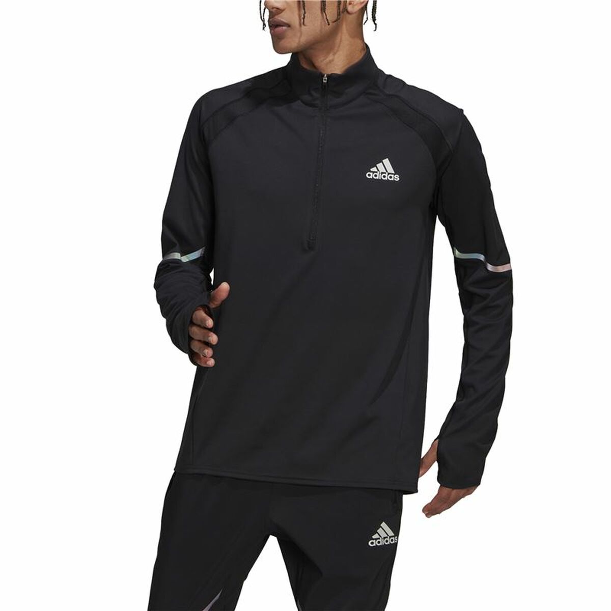 Hooded Men's Adidas Fast 1/2 Zip Black-6