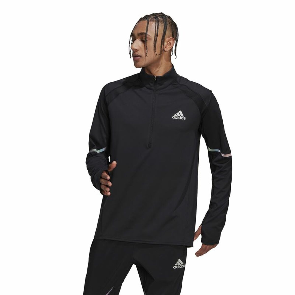 Hooded Men's Adidas Fast 1/2 Zip Black-7