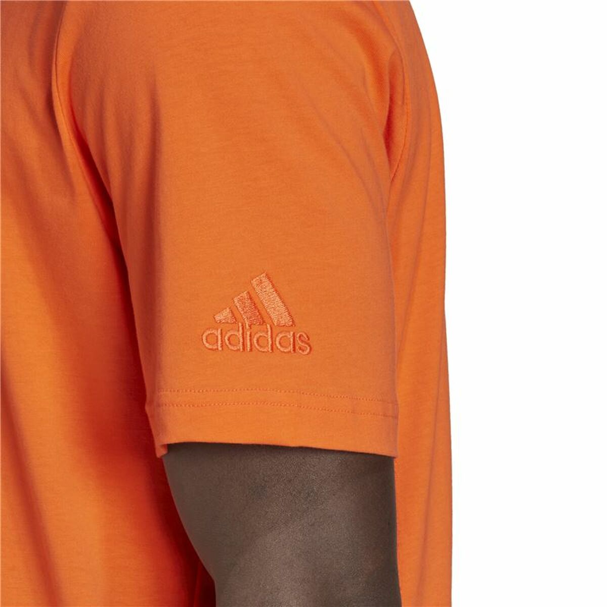 Men's Adidas Essentials Embroided Linear T-Shirt Orange-2