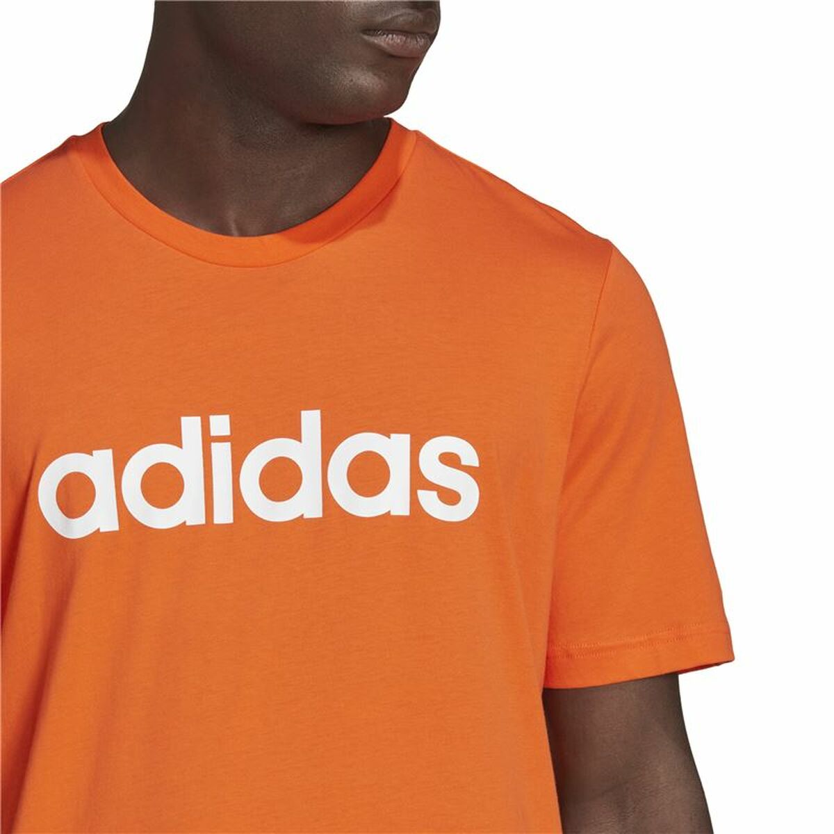 Men's Adidas Essentials Embroided Linear T-Shirt Orange-3