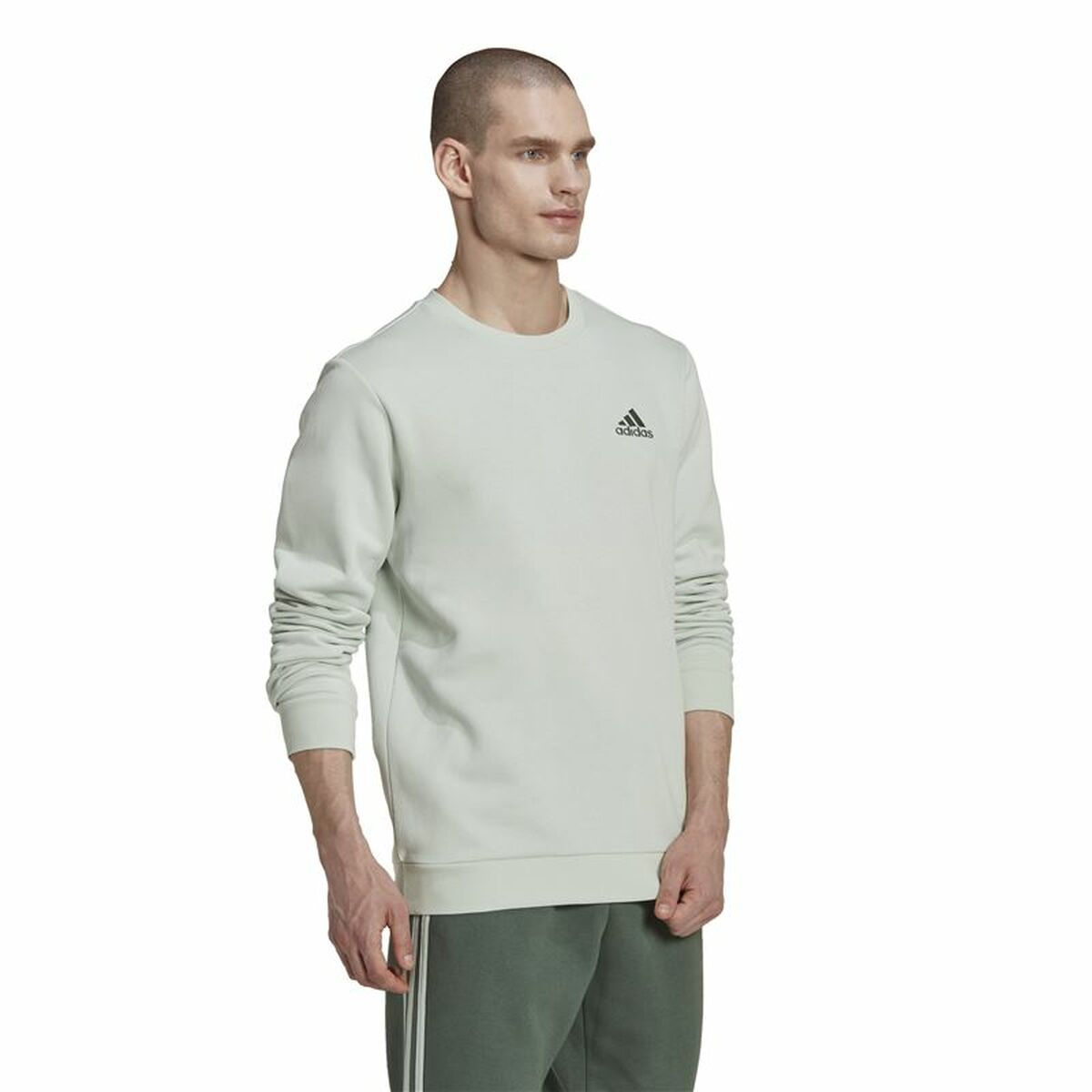 Men's Adidas Essentials Hooded Sweatshirt Light Gray White-4