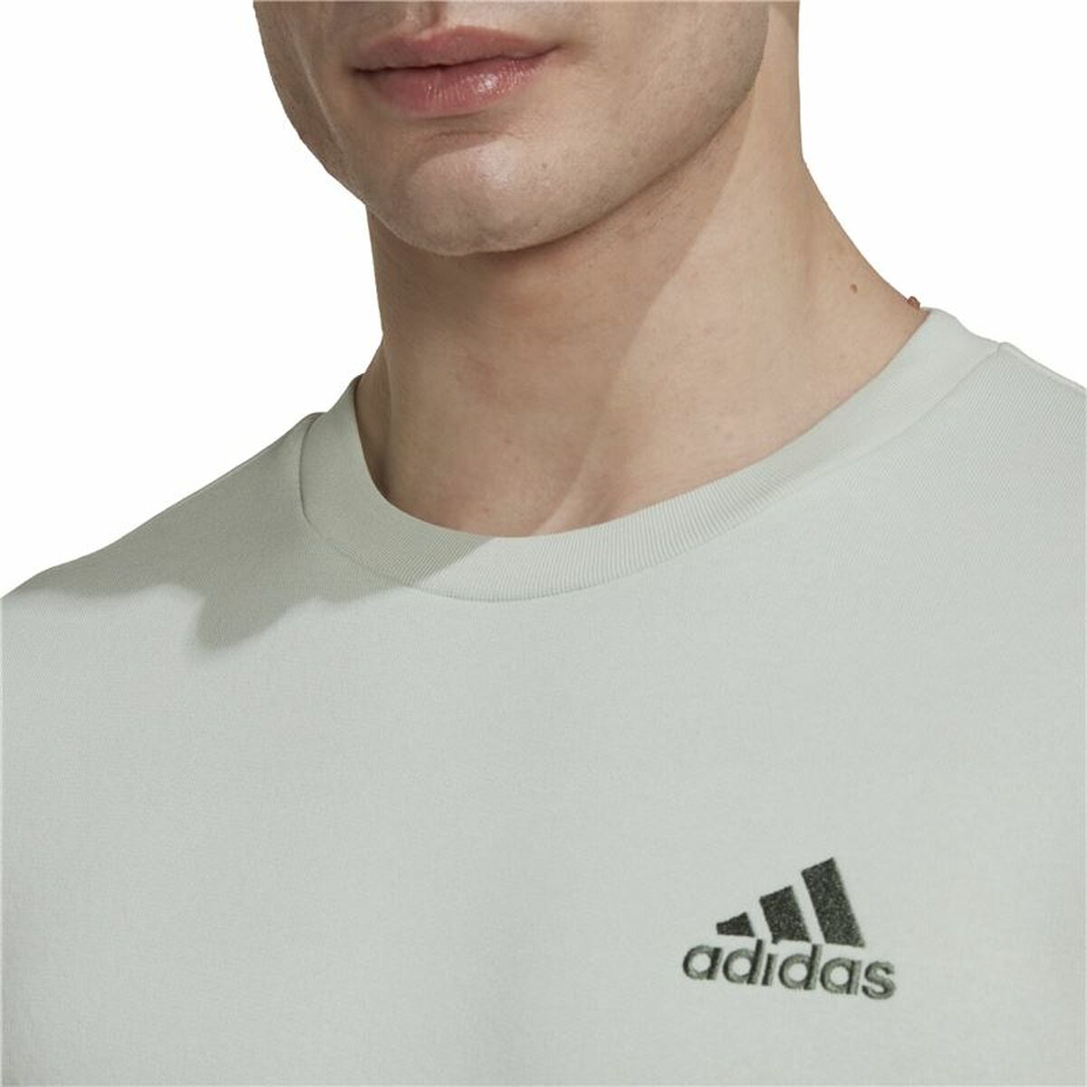Men's Adidas Essentials Hooded Sweatshirt Light Gray White-5