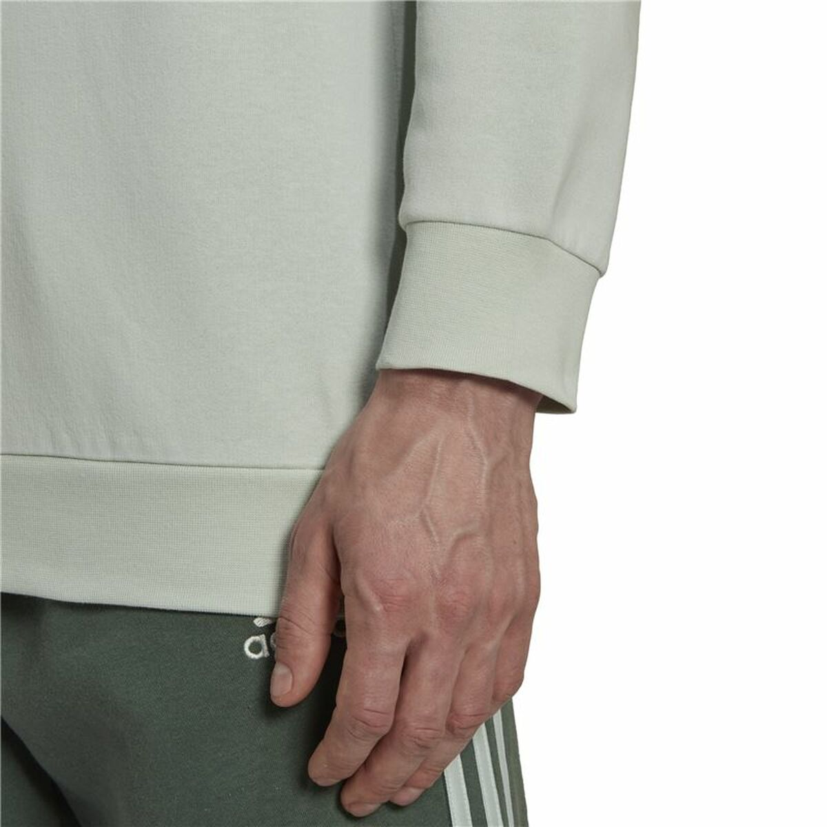 Men's Adidas Essentials Hooded Sweatshirt Light Gray White-6