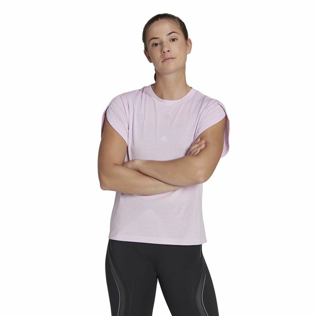 Women's Adidas training Floral Purple Short Sleeve T-Shirt-5