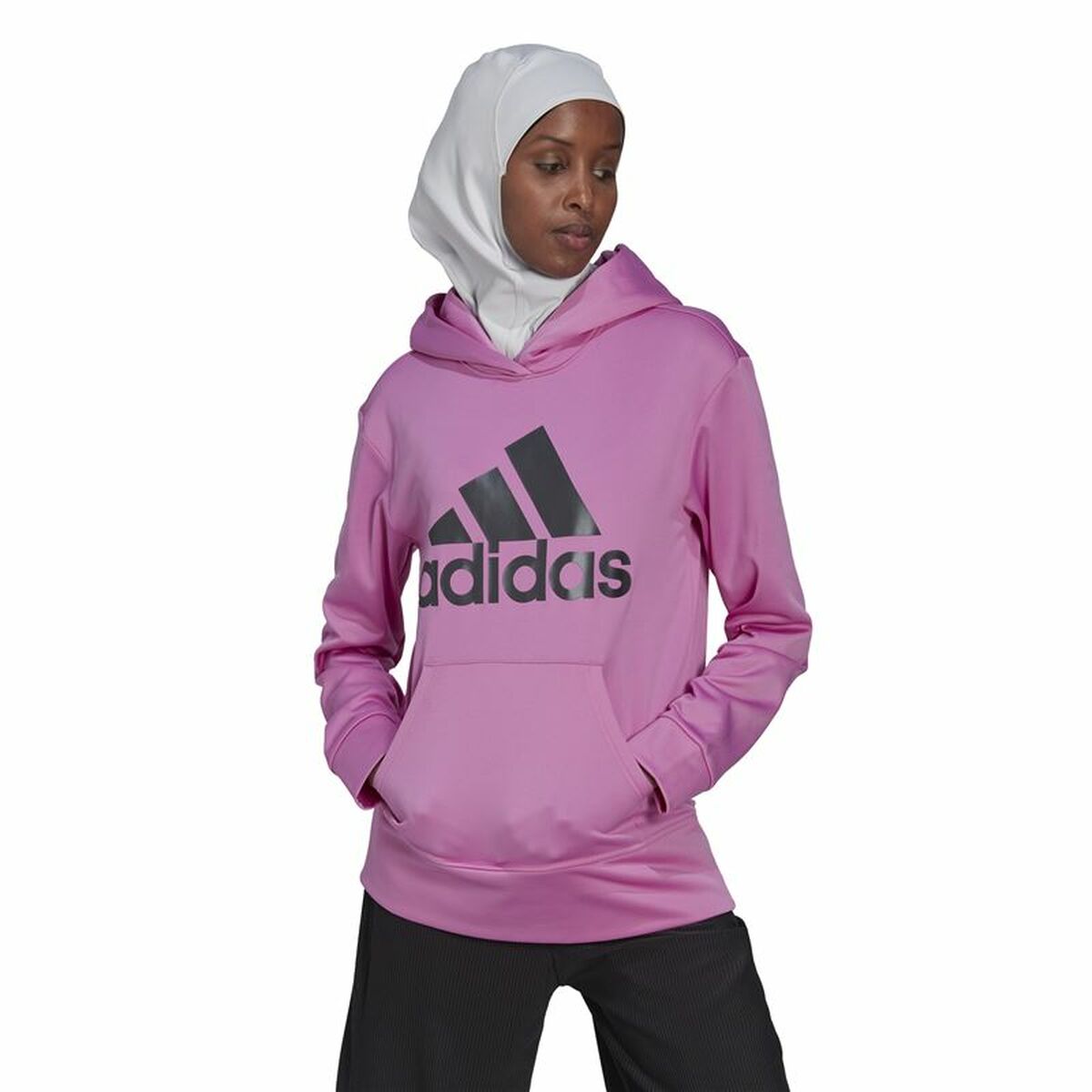 Fuchsia Women's Adidas Aeroready Big Logo Hoodie-2