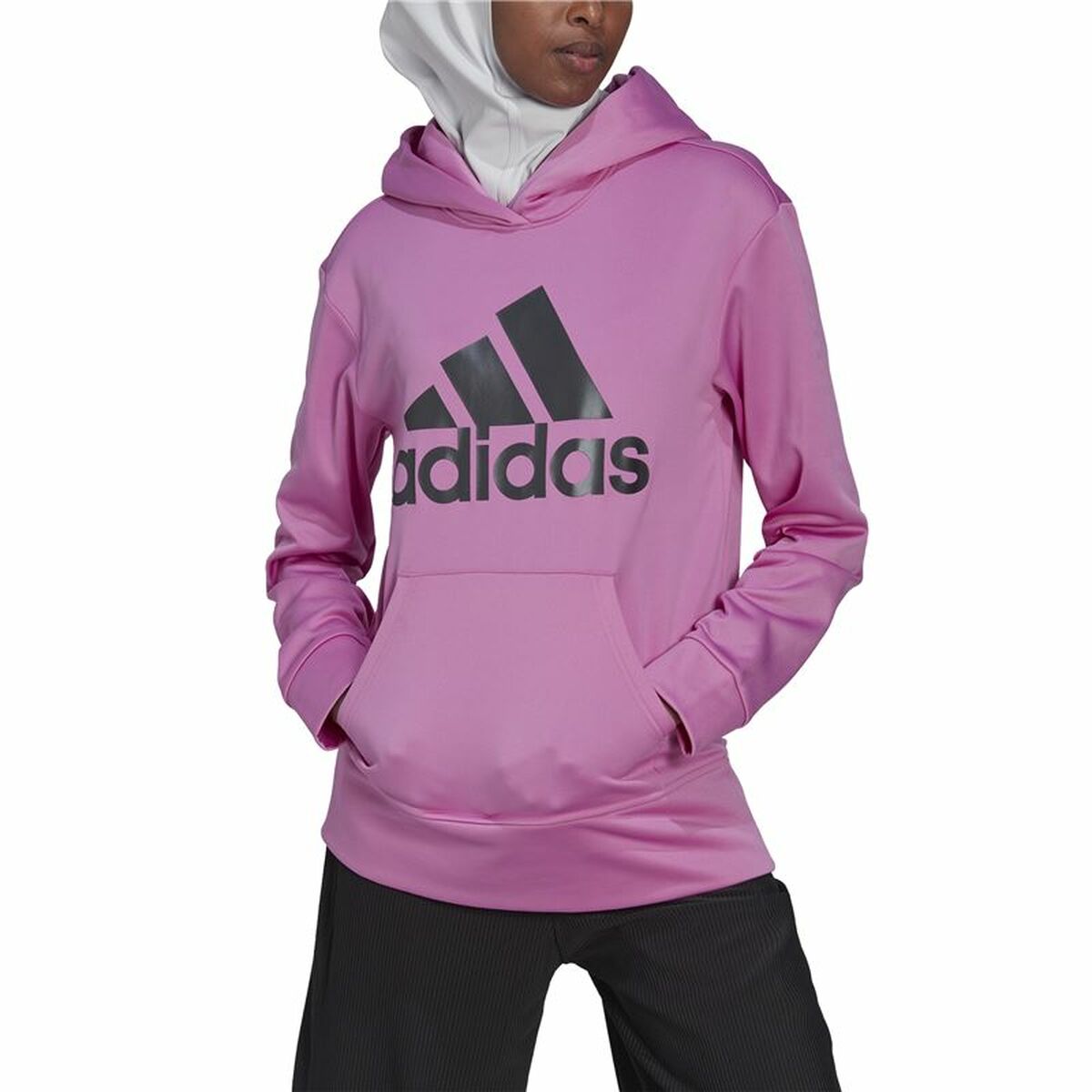 Fuchsia Women's Adidas Aeroready Big Logo Hoodie-3