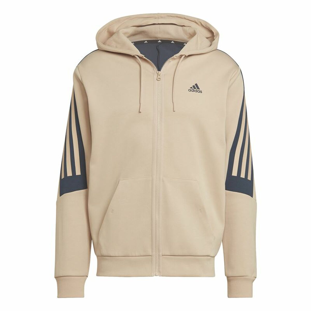 Men's Adidas Future Icons 3 Bandas Beige Hoodie-2