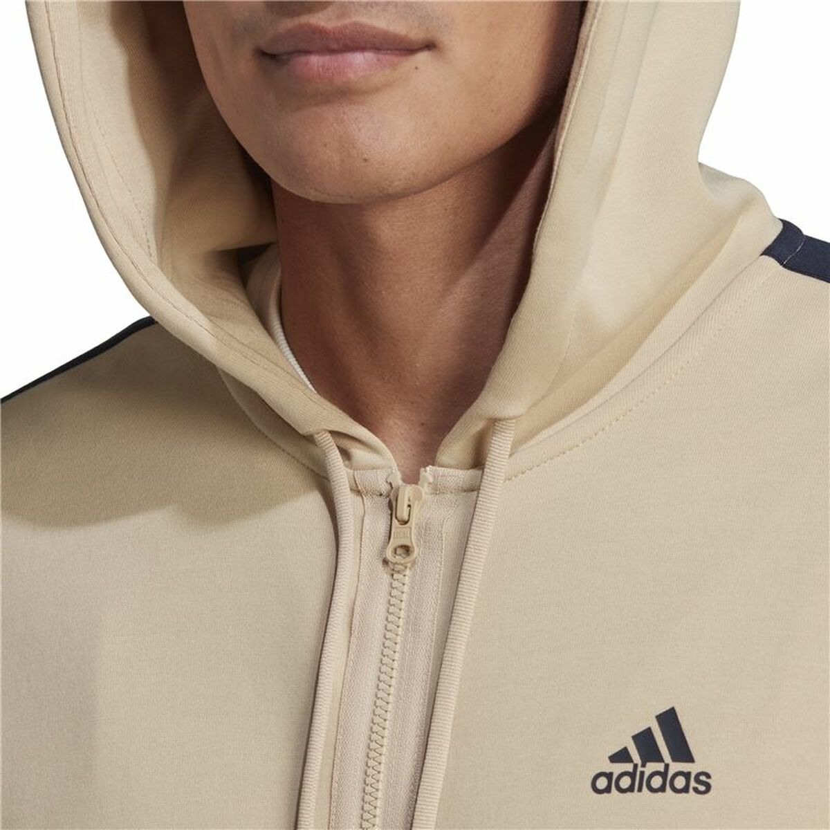 Men's Adidas Future Icons 3 Bandas Beige Hoodie-6