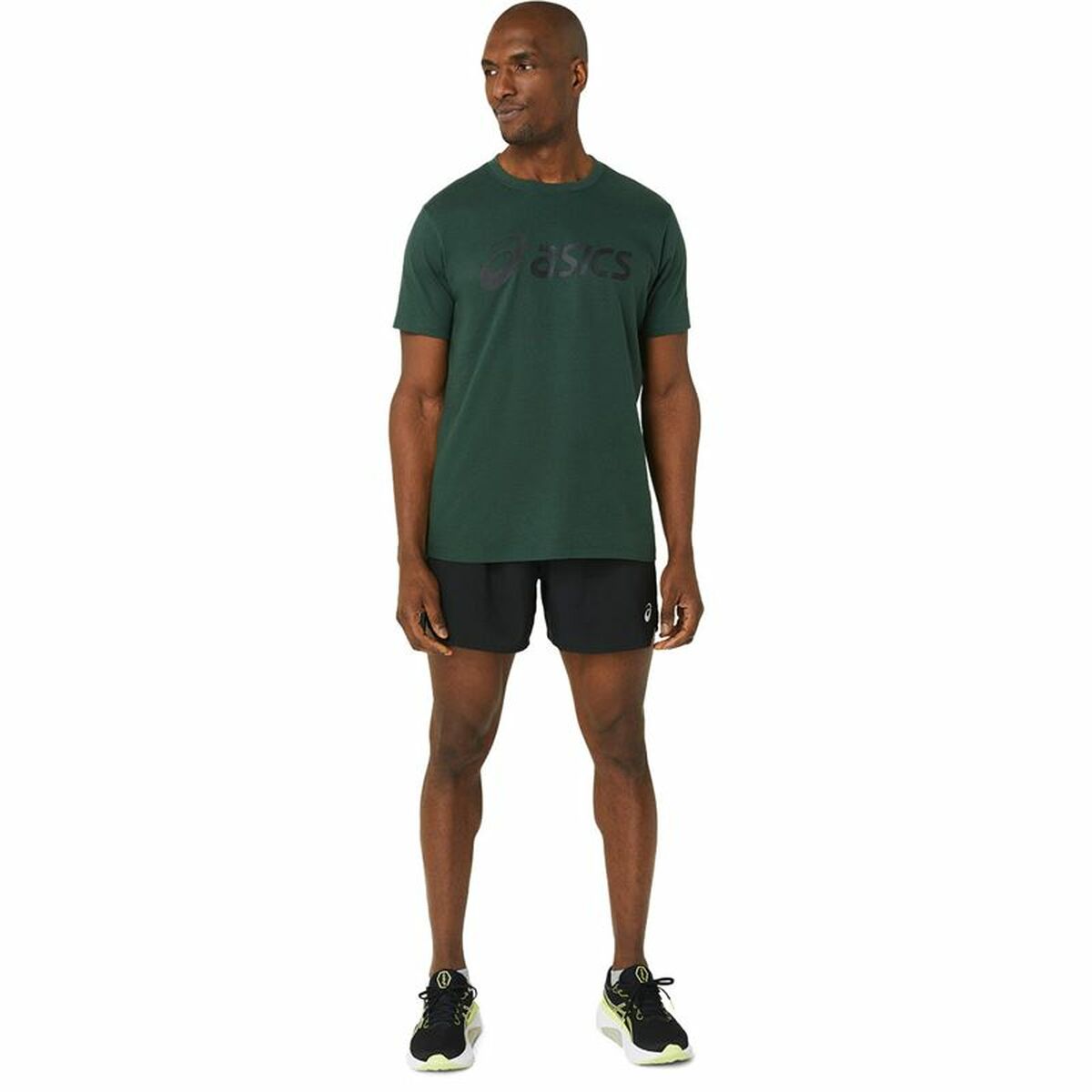 短袖衬衫男士Asics Big Logo深绿色-3
