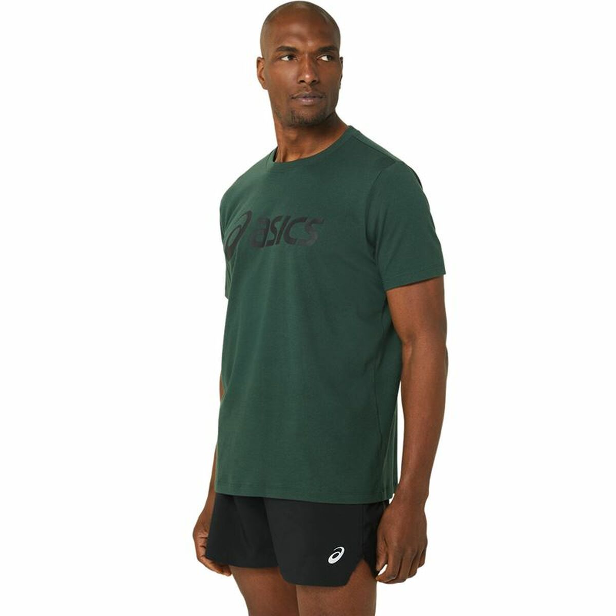 短袖衬衫男士Asics Big Logo深绿色-4