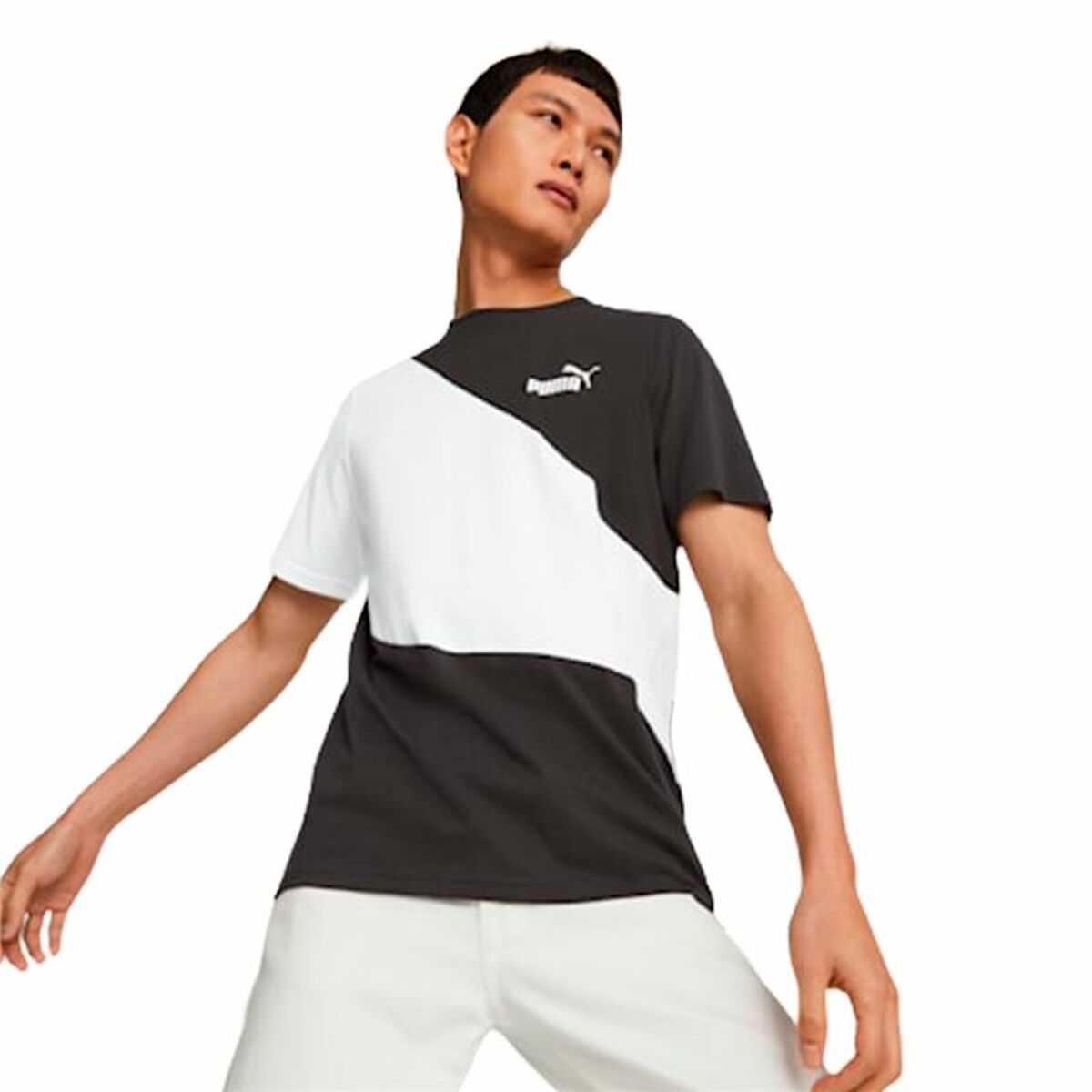 Men's Puma Powert Short Sleeve T-Shirt White Black-3