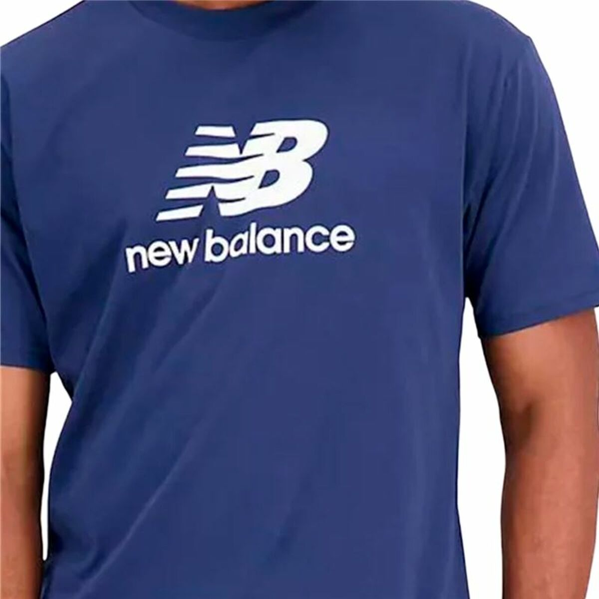 Men's Short Sleeve T-Shirt New Balance Essentials Stacked Logo Blue-2