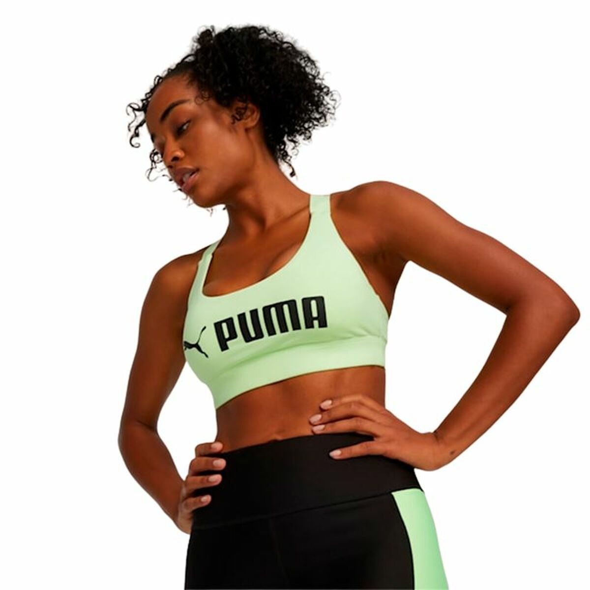 Спортивный бюстгальтер Puma Mid Impact fit Лаймовый зеленый Жёлтый-4