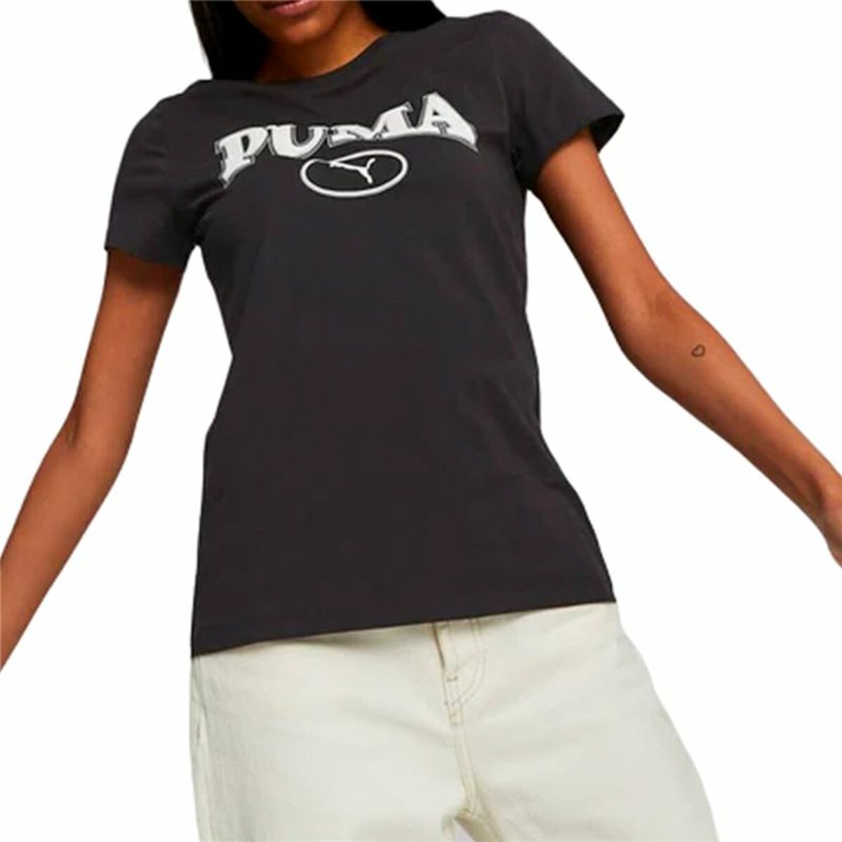 Women's Puma Squad Graphicc Short Sleeve T-Shirt Black-3