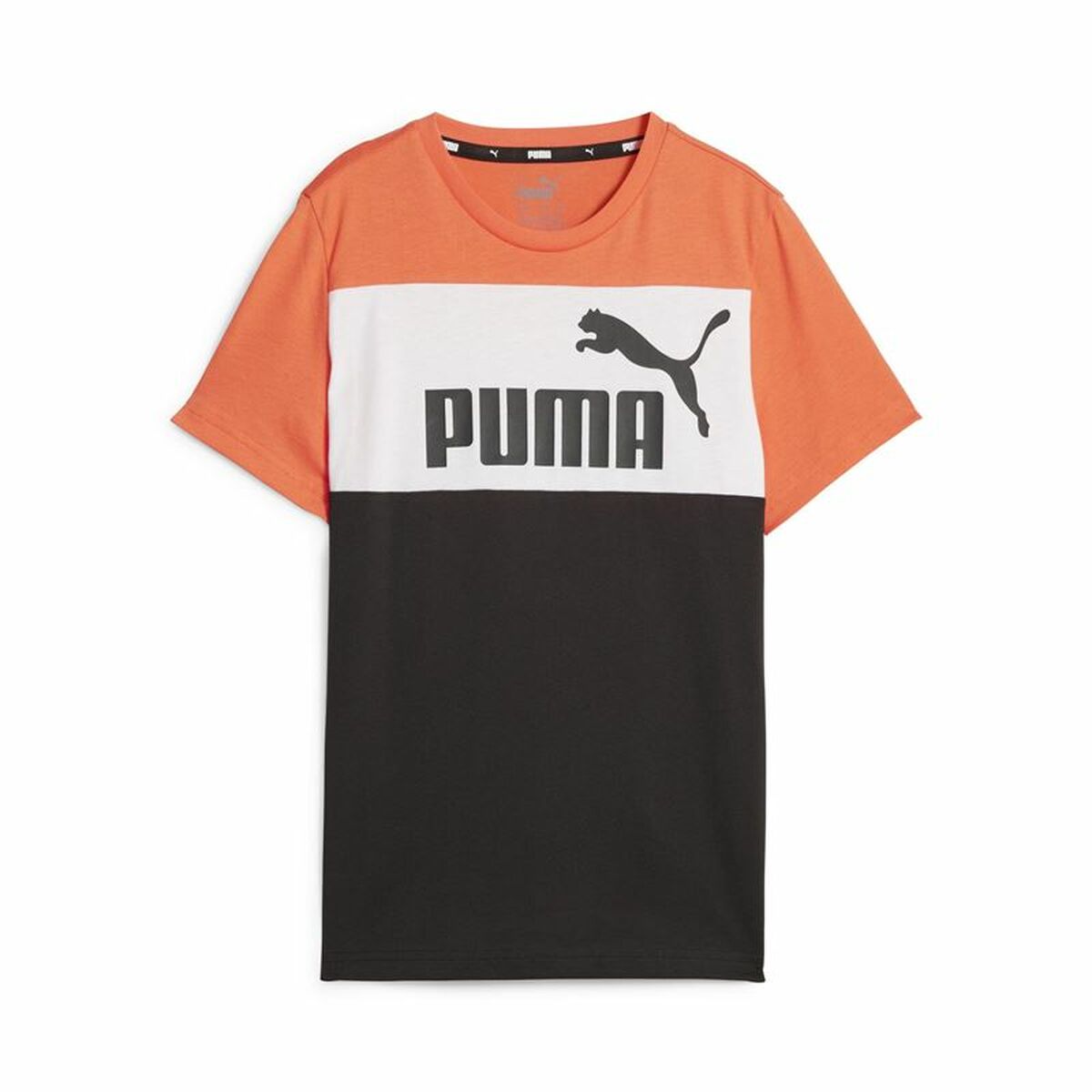 Camiseta de manga corta para niños Puma Ess Block Negro Naranja
