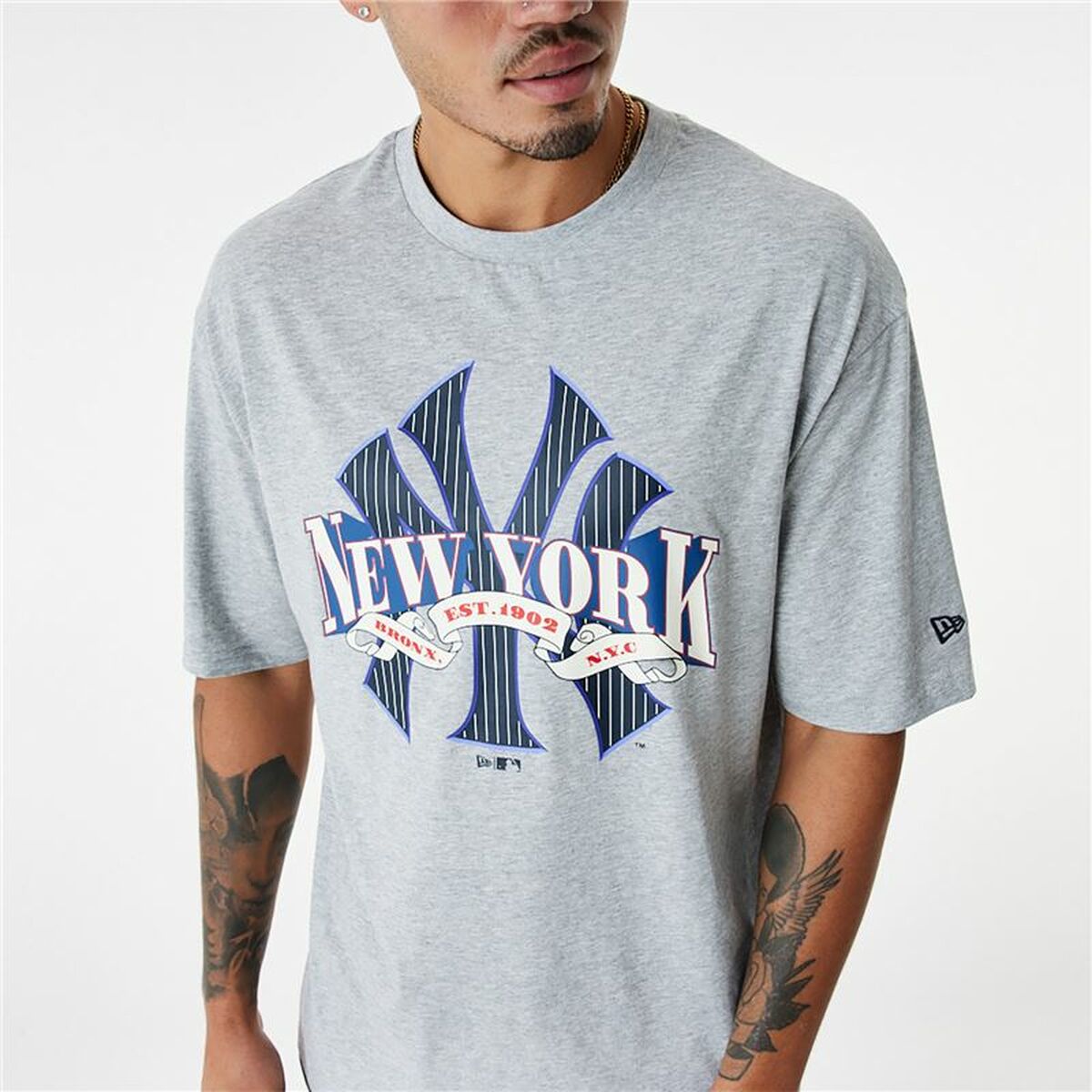 Men's Short Sleeve T-Shirt New Era MLB Arch Graphic New York Yankees Light Gray-3