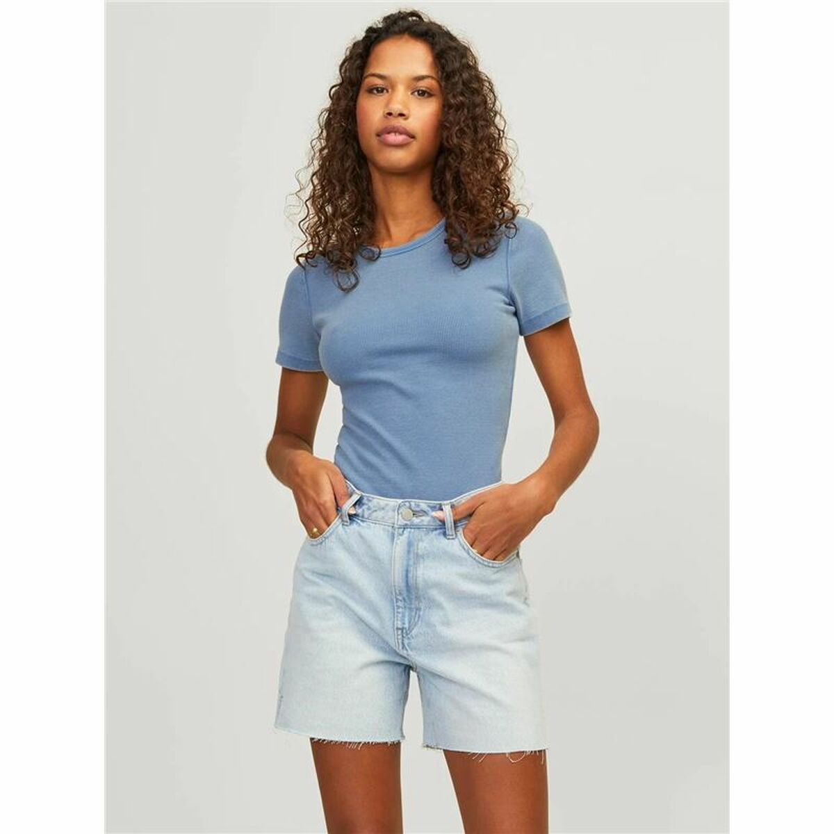 短袖女子Jack&Jones Jxfrankie Wash Ss Blue T恤-3