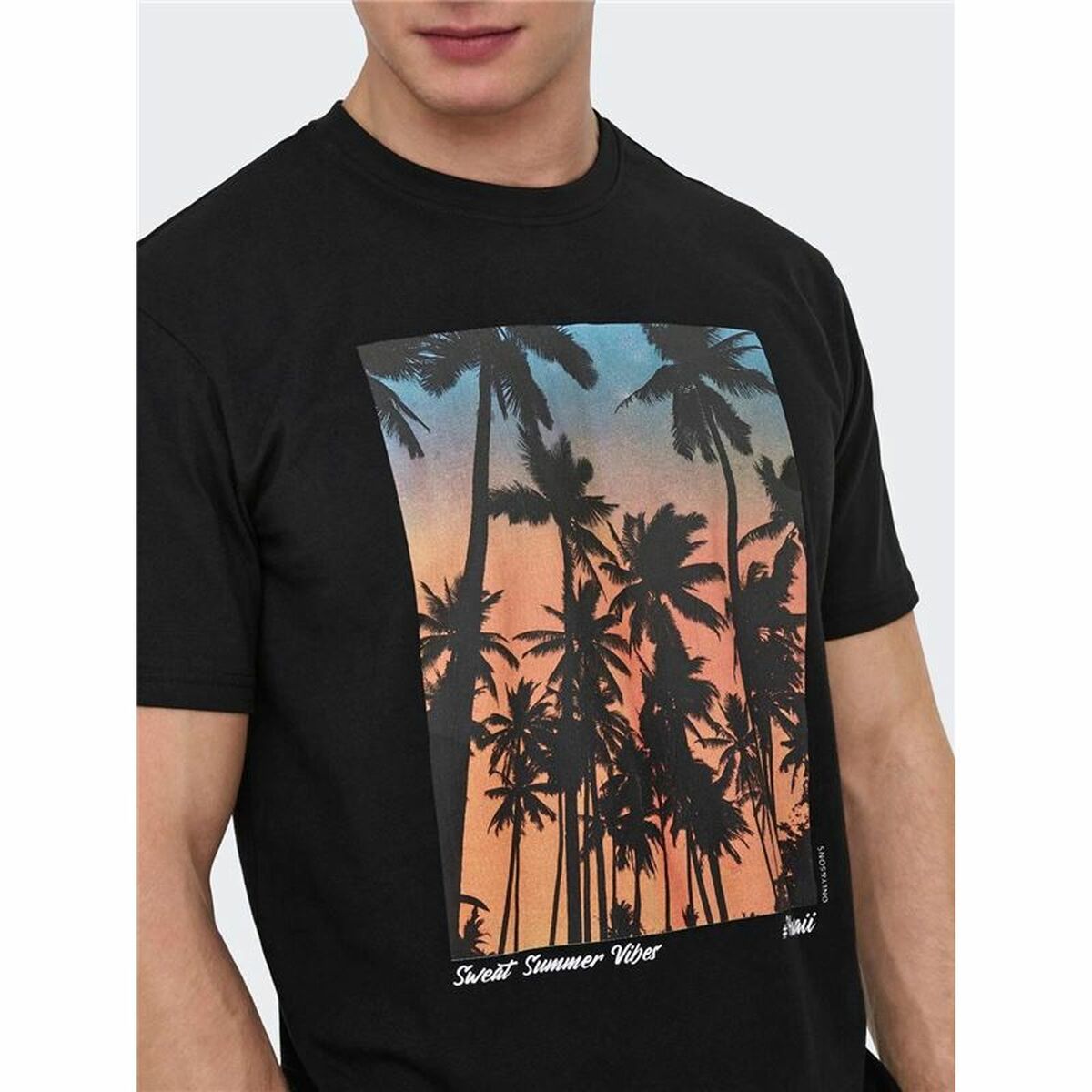 تي شيرت أسود قصير الأكمام من Only & Sons Onskolton Reg Beach-6