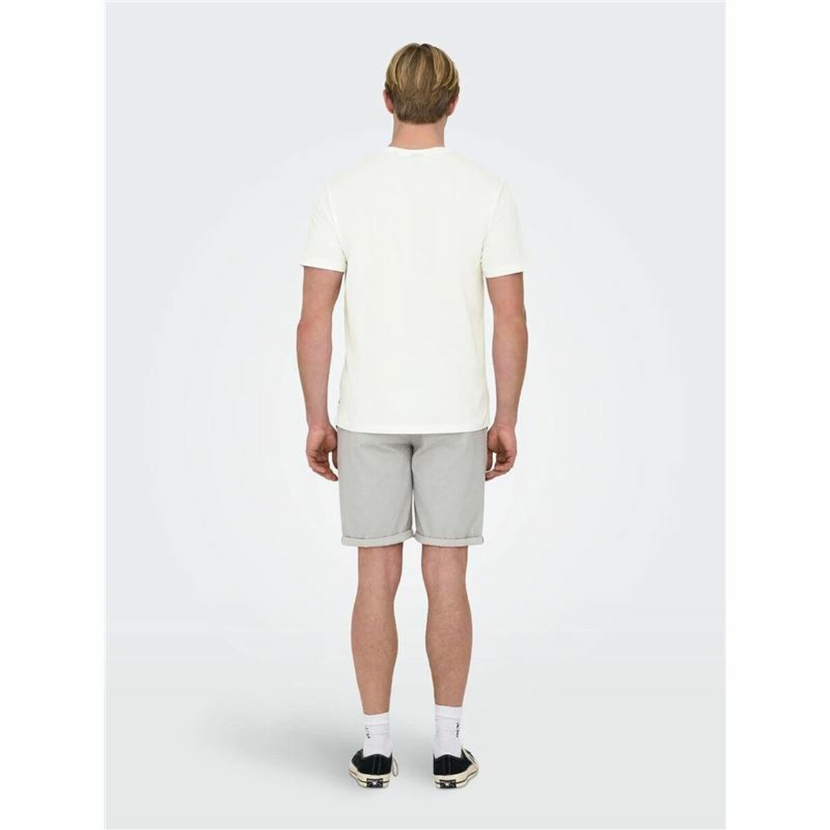 短袖男子Only&Sons Onskolton Reg Beach White-4